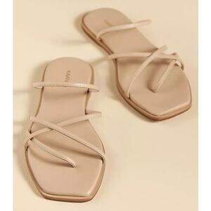 EUC Kaanas Kapok Square Toe Strappy Sandals Size 7M Nude Beige Minimalist Slides
